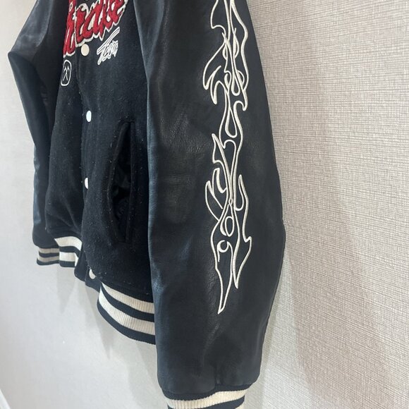 Authentic Jordan Craig Paradise Tour Varsity Jacket Off Black Beige Size 14 - Picture 10 of 12